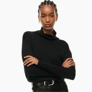 Aritzia Wilfred Black Mockneck Sweater, 100% merino wool, size xs